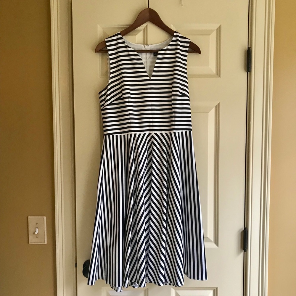 Ann Taylor black and white striped dress
